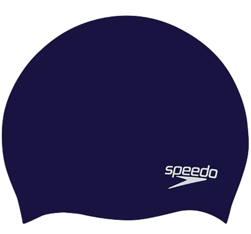 Speedo Junior Plain Moulded Silicone Cap Navy